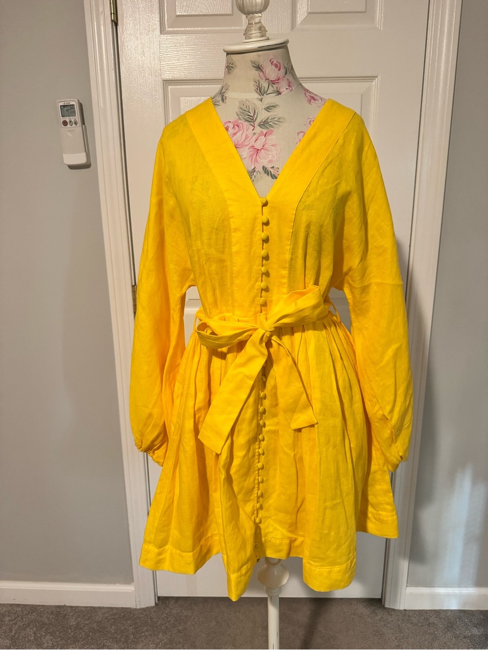 Banana Republic Linen Yellow Button-Front Dress